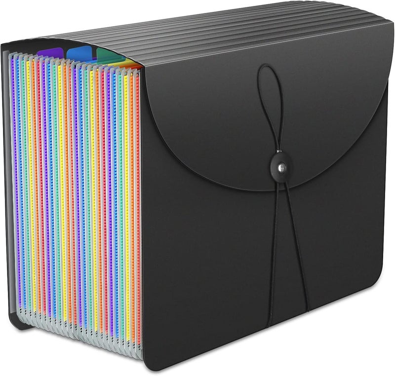 TCJ 24 Pockets Expanding File Folder,Accordion File Organizer,Document Organizer Letter Size,Expandable Filing Box,Special Designed for Portable Use,Accordian Folders,Plastic (Rainbow) - Image 1
